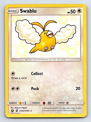 Swablu SV42/SV94 Shiny Rare Hidden Fates Shiny Vault Pokemon Holo Near Mint