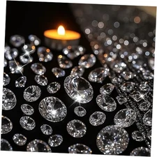  1000PCS Diamond Decorations, Clear Fake Diamonds Acrylic Craft Gems Medium