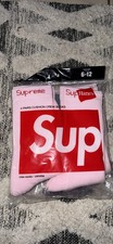 Supreme Hanes Pink Crew Socks 4 Pairs Men's Size 6-12 Cushioned Comfort