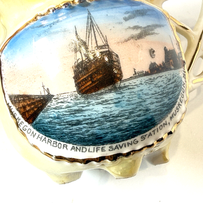 #ad #ad MUSKEGON MICHIGAN MI Antique HARBOR LIFE SAVING STATION Souvenir China Tea Cup $47.61