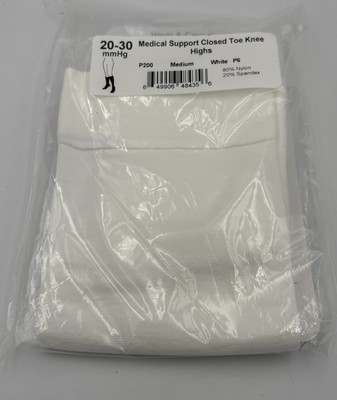 Compression Socks Ames Walker 20-30mmHg Medical Knee High Closed Toe Med White