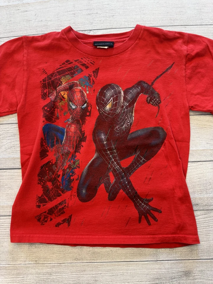 Spider-Man Shirt Youth Medium 8/10 Red Marvel Black Suit Superhero Tee Boys - Image 2 of 4