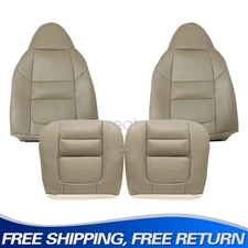 2001 Fit For Ford F250 F350 Lariat XLT Driver & Passenger Leather Seat Cover Tan