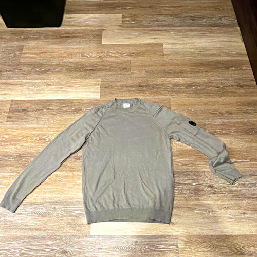 C.P. Company Men’s Gray Cotton Knit Crew Neck Pullover Logo Sweater Size 46