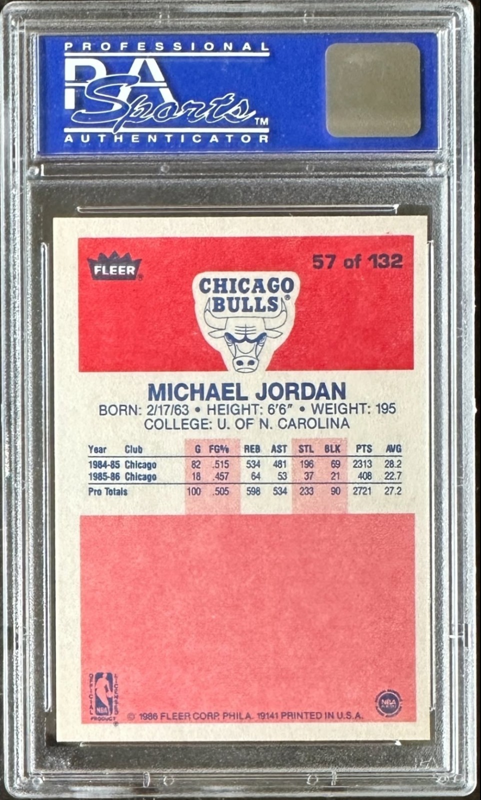 PSA 8 MICHAEL JORDAN 1986-87 FLEER BASKETBALL 57 ROOKIE CARD RC BULLS RARE GRAIL view 2