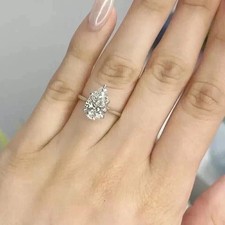 Moissanite 3.20 Ct Pear Cut Solitaire Engagement Ring 925 Sterling Silver