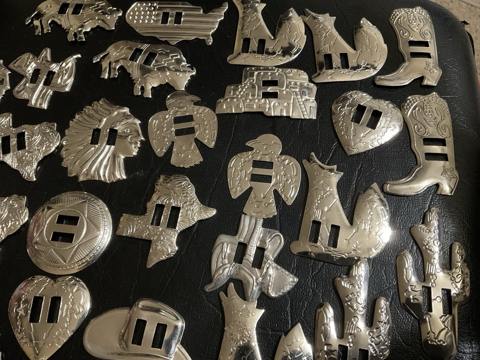 Conchos Silver Slotted for Leather Crafting Belts Scarfs Purses &36 Pieces New