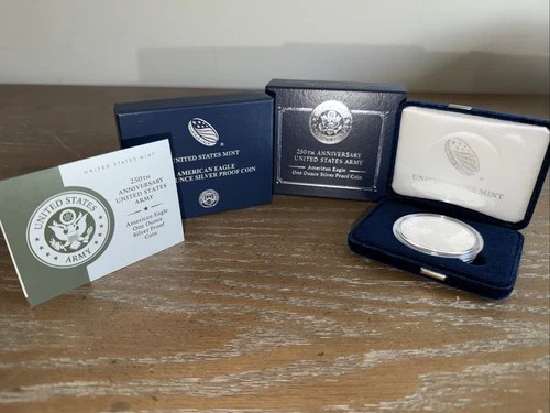 250th Anniversary U.S. Army American Eagle One Ounce Silver Proof In Hand