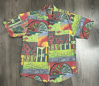 Vintage Territory Ahead Shirt Button Up Hawaiian Camp Party Medium