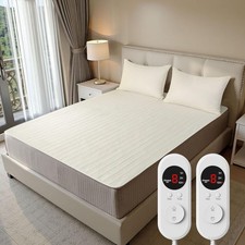 Electric Heated Mattress Pad Queen Size Dual Control 8 Heating Levels Clearance