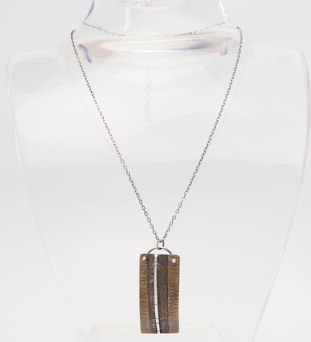 Michele Grady vintage handmade sterling silver brass modern abstract necklace