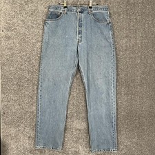 Vintage Levi  S 501 Light Wash Blue Straight Jeans Button Fly 38X32 90S Usa Made