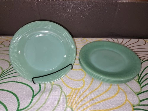 Fire King Jadeite Jane Ray  7 3/4 Inch Plates (Set Of 6)