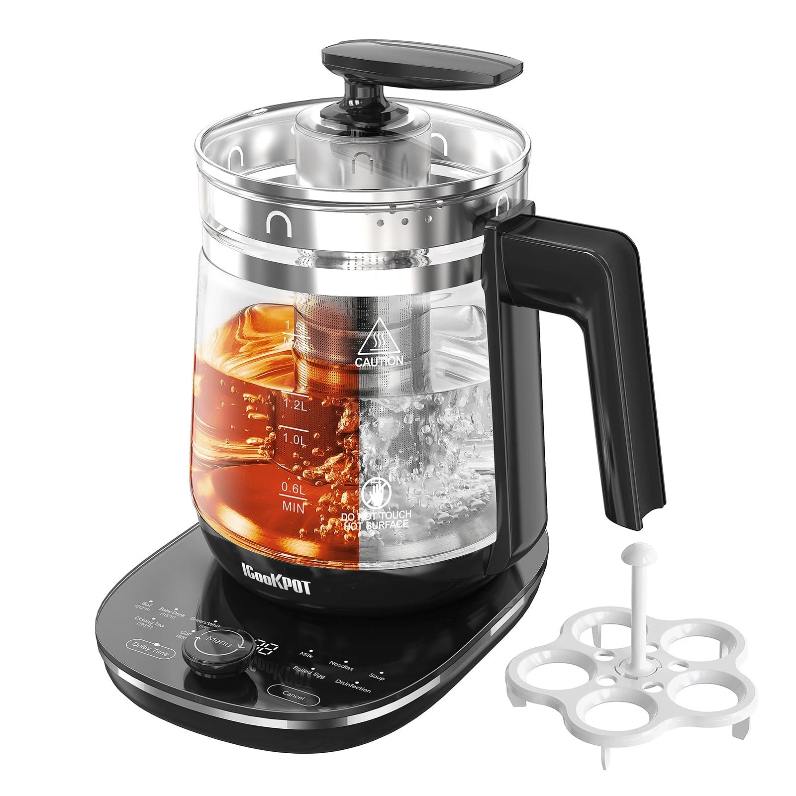 Hot Tea Maker Glass Electric Kettle with Infuser and Temperature Control,1.5L...