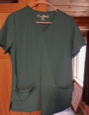 Easy Stretch Hunter Green Scrub Set Lina Mitered Top Elle Pants Size Small