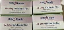 Safe n Simple No-Sting Skin Barrier Film 25 individually packaged wipes 4 boxes