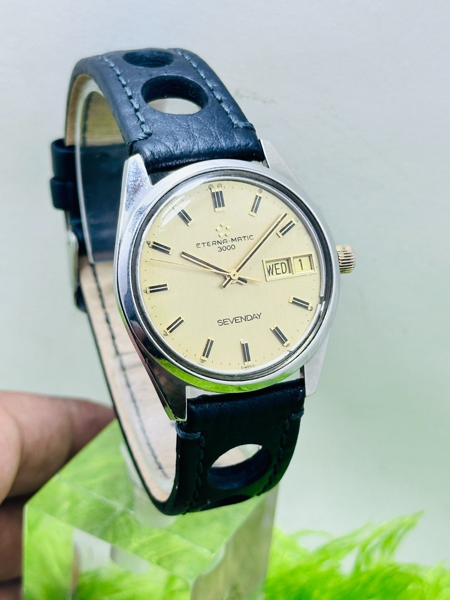 Vintage 1969 ETERNA MATIC 3000 SEVENDAY Day/Date Analog Men's Watch SWISS  MADE