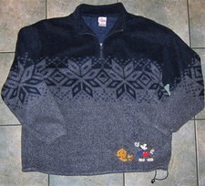 Disney Store Vintage 90's Mickey Pluto 1/4 Zip Sherpa Fleece Top  Men's LARGE L