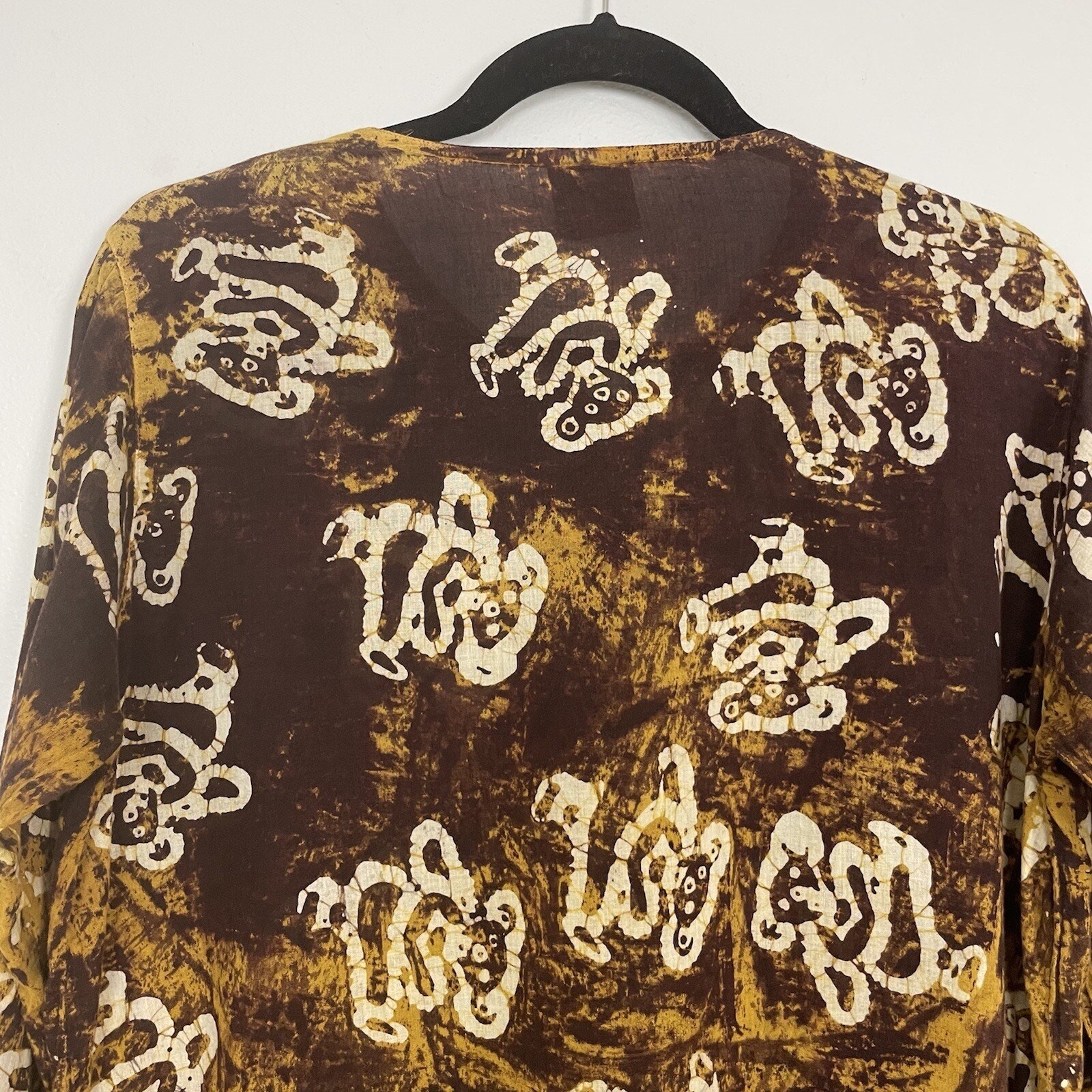 Vintage 90’s Grateful Dead Dancing Bears Batik Dyed Hippie Top Brown Medium image 8