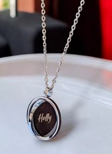 Silver Coin Charm Spinner Necklace, Spinning Fidget Flip Circle Pendant Necklace