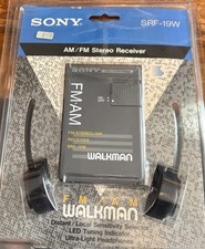 SONY WALKMAN SRF-19W AM/FM STEREO RECEIVER WITH HEADPHONES-NEW OPEN BOX READ DSC