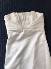 Galina Ivory Strapless Wedding Dress Satin Pleat Top Size 4 Court Train