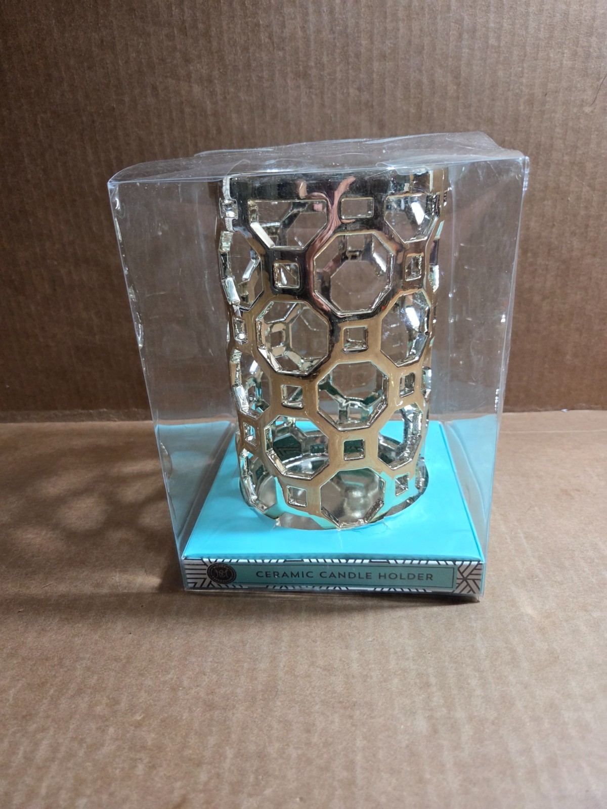 Ceramic Silver 3" X 3" Pillar Pierced Modern Expressions