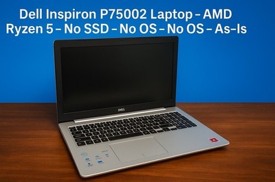 Dell Inspiron P75002 Laptop   AMD Ryzen 5   No SSD   No OS   No Charger   As-Is