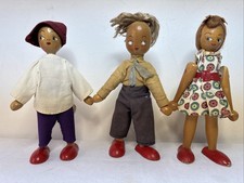 Polish Wooden Peg Dolls 1960s Poseable Arms and Legs 7 Inches Tall X3 BX27