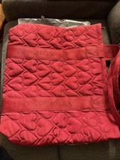 NWT Victoria  s Secret QUILTED Red HEART Puffer TOTE Top Zip Shoulder Bag