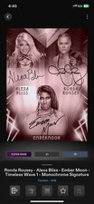 Topps Slam WWE 2019 Timeless Monochrome Triple Signature Moon Rousey Bliss 75cc
