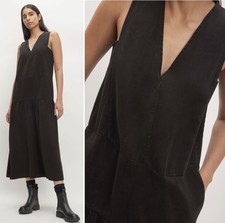Everlane Women's Black V Neck Sleeveless Tencel Dress Size XS Extra Small
