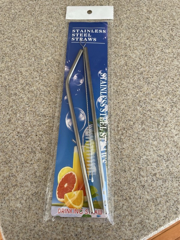 Stainless Steel Straws 2 Pack With Cleaning Brush