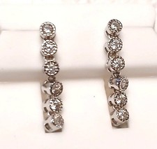925 Sterling Silver Dangling Cubic Zirconia Earrings .75 Inch Long NEW M17A