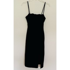 Windsor Womens Little Black Spaghetti Strap Front Slit Bodycon Dress Size Small