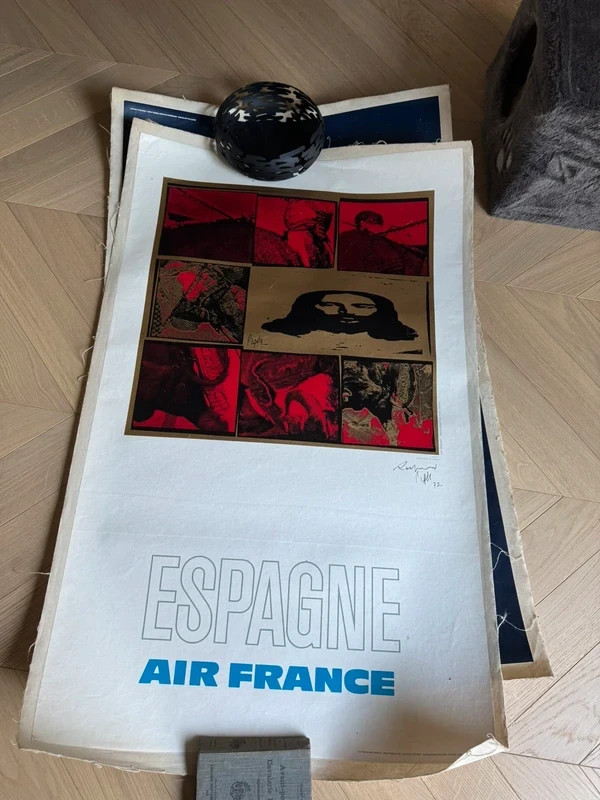 Raro Manifesto Vintage AIR FRANCE "Espagne" (1972) – R. Savignac Vendo splendido