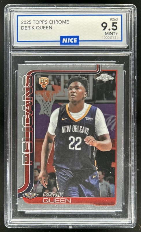 2025-26 Topps Chrome Derik Queen RC #263 Pelicans NICE 9.5 Rookie