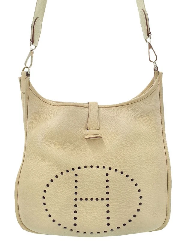 Hermes — Hermes GM 2 Taurillon Clemence Beige Shoulder Bag 2007 K Stamp Women's #TB753