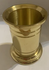 Vtg Solid Brass Desk Pencil / Pen Cup Holder 5” Tall Made In Spain