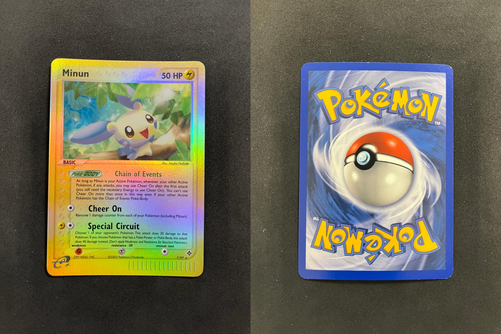 POKEMON UNGRADED MINUN 7/97 HOLO R EX DRAGON REVERSE HOLO NM