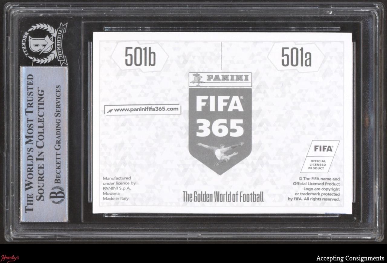 2017 Panini FIFA 365 Stickers Cristiano Ronaldo Lionel Messi DUAL AUTO BGS AUTH view 2