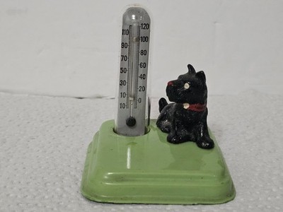 VINTAGE 1930'S CAST METAL DESK THERMOMETER (SCOTTY DOG)