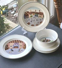 Villeroy & Boch Luxembourg Germany Salad Plates Bowl Saucer Design NAIF Set Of 5