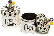 Silver-Plated Baby  s First Tooth and Curl Box Set  Handcrafted design