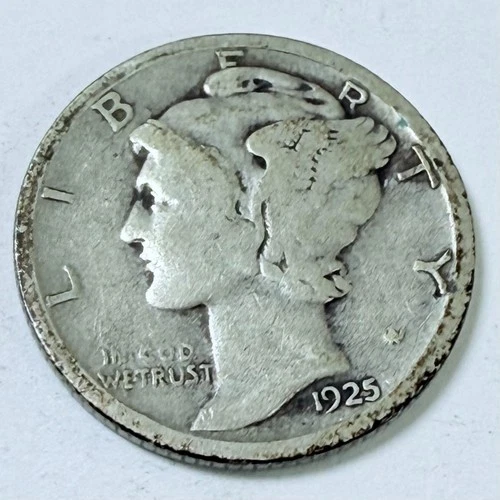 1925 Mercury Dime ~ VERY GOOD DETAILS~ 90% Silver #4597