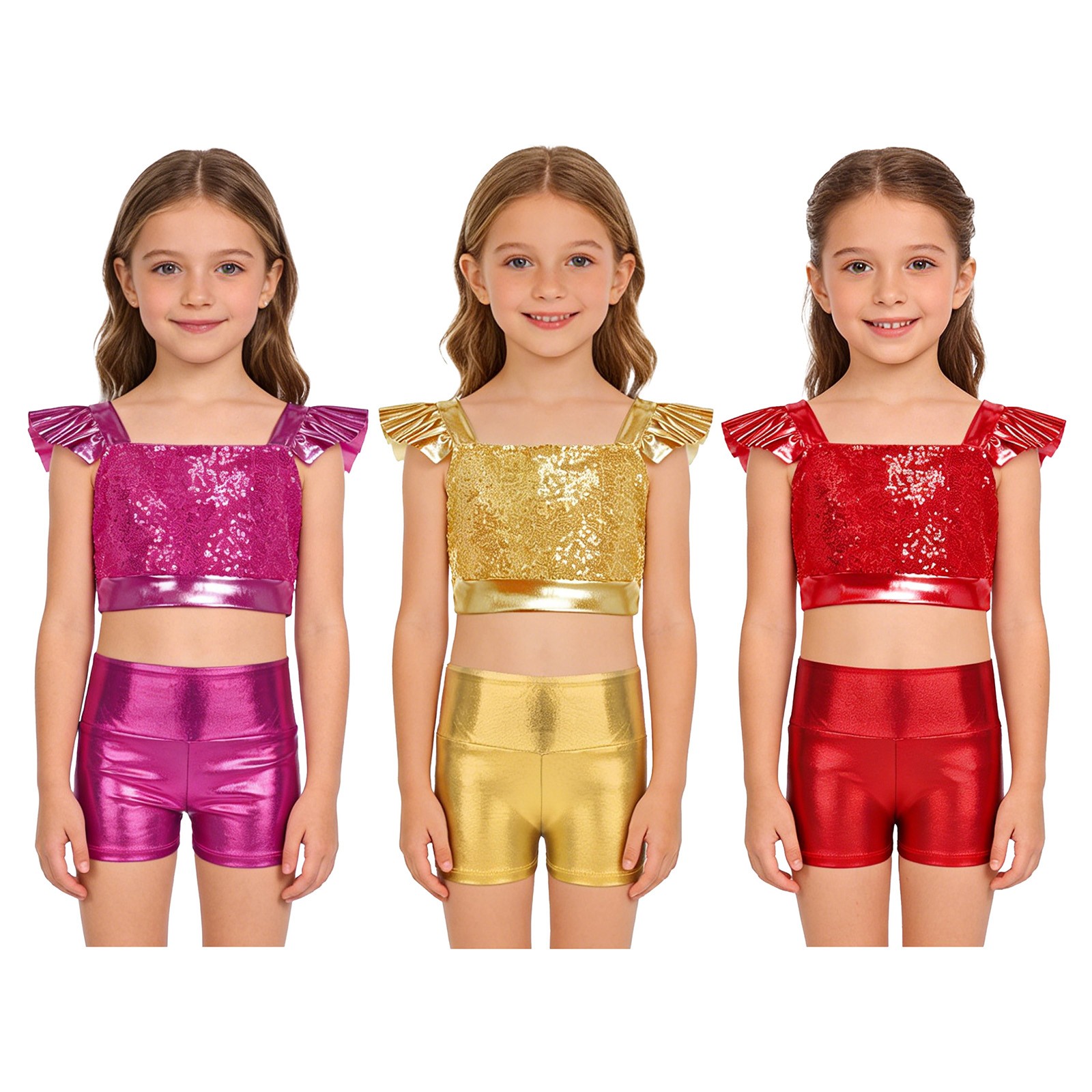 Kids Girls Dancewear Hip-Hop Sets Stage Outfit Cha-Cha Jazz Costume Performance