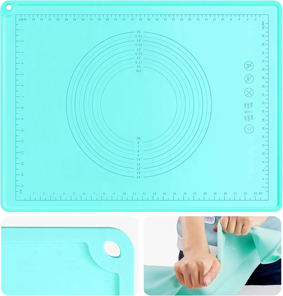 Silikon Backmatte Blau 70X50Cm, Rutschfeste Teigmatte Mit Messung, Antihaft Back-image