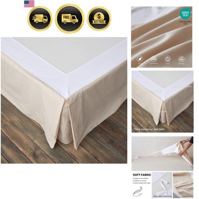 Linen Bed Skirt Queen 14 Inch Drop Pleated Corner Soft Cozy Durable