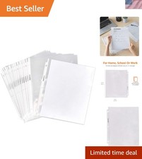 Lightweight Clear Document Sleeves for 3 Ring Binders - 100-Pack - Letter Size