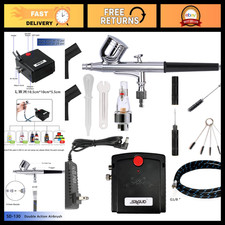 Mini Airbrush Kit with Portable Compressor - Dual-Action Gravity Feed Gun for Cr